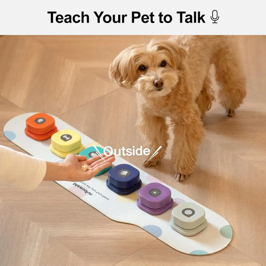 Talking Pet Buttons with Mat – Teach Your Pet to Speak with 4 Programmable Sound Buttons