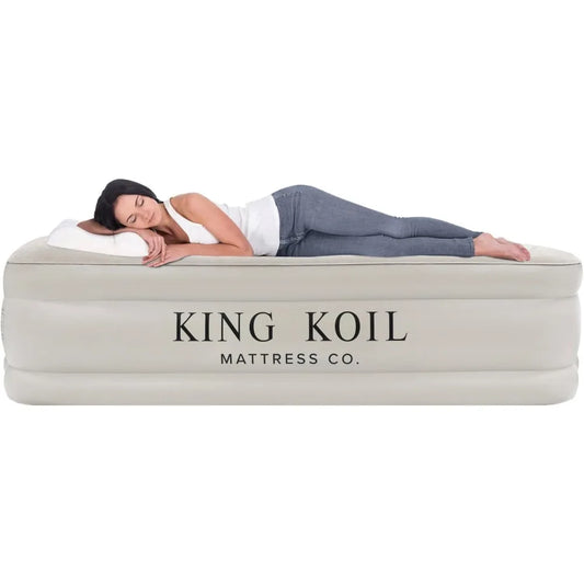 King Koil™ Luxury Air Mattress – Enhanced Support & Built-In Pump (Beige)
